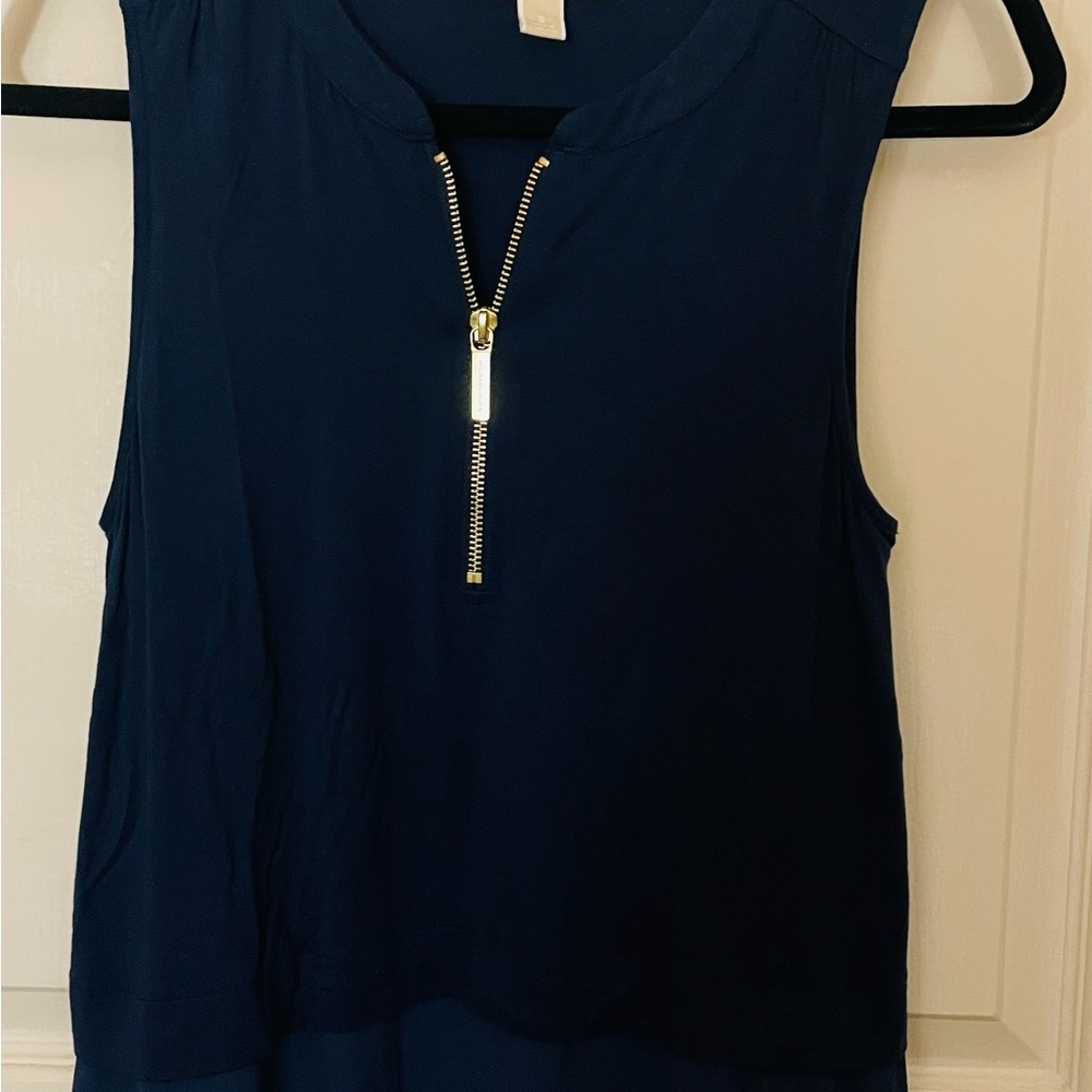 Michael Kors Sleeveless Zipper Top Blue Size S